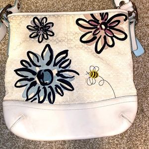 Coach suede Flower and Bee Monogram Bag
